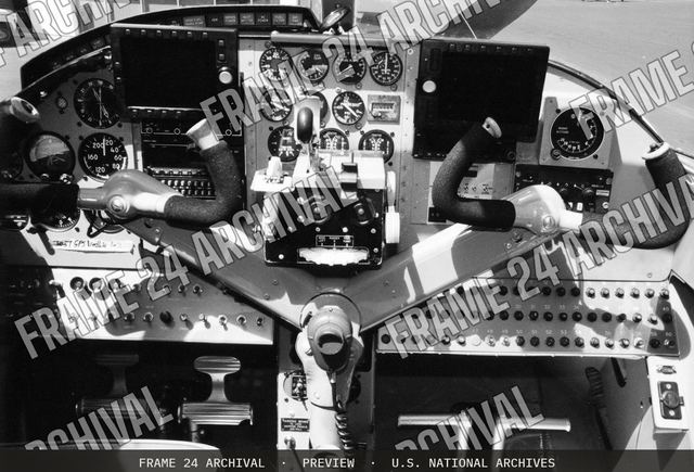 WOE153 Waterfowl Survey Airplane control panel, vintage black and white photograph